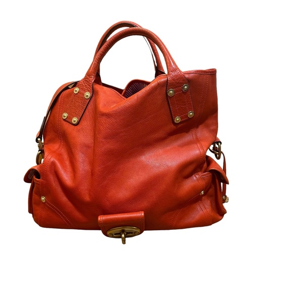 Mulberry Handbags - Mulberry "Jody" Leather Satchel Shoulder Bag Tote Clutch Purse, Red